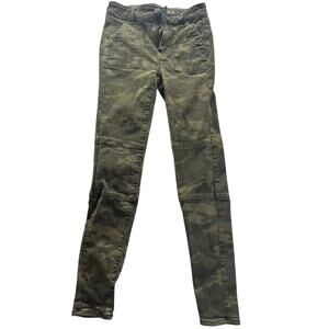 American Eagle Jeans Womens Size 0 Green Camo Hi Rise Jeggings Super‎ Stretch